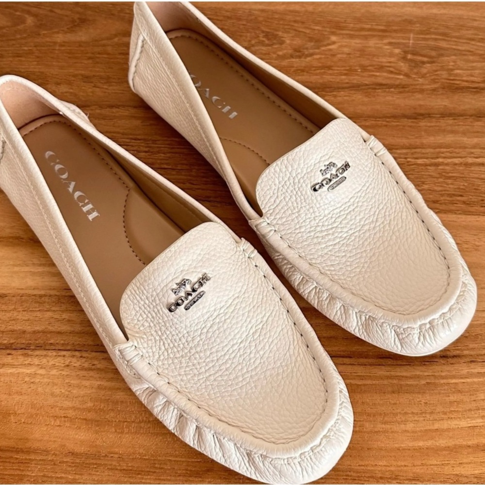 Coach Cream Leather Moccasin Flats